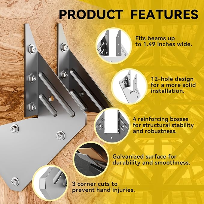 20pcs Hurricane Ties for Rafter 18-Gauge Hurricane Straps, Hot Dip Galvanized Rafter Ties Brackets Connectors for Roofing Trusses Wood Timber , Joist Hangers Truss Rafter Connector