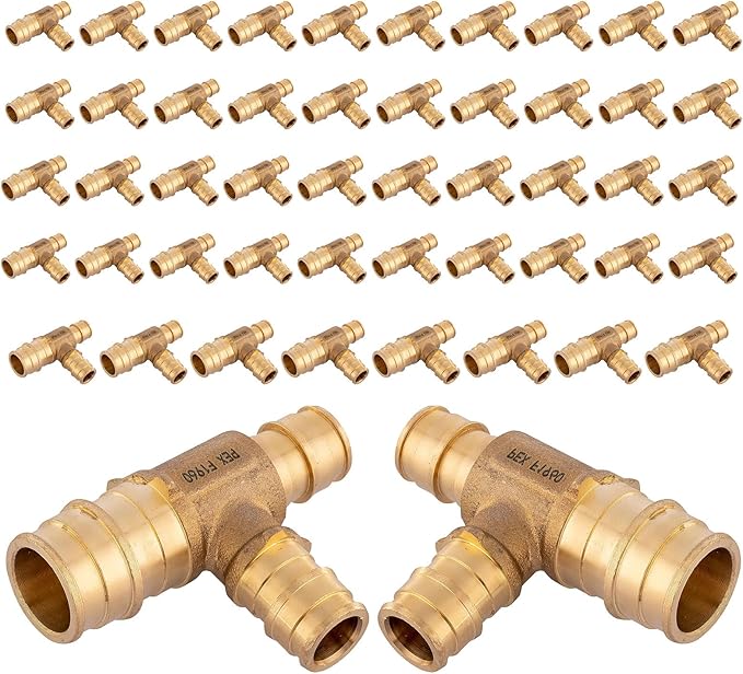 (50-Pack) Seelink 3/4" x 1/2" x 1/2" PEX-A Tee Expansion Fittings, for PEX Tubing Pipe Hose Fittings, ASTM F1960(PEX1960047-50Pack)