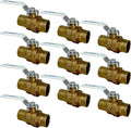 [10-Pack] PROCURU 1-Inch Sweat (CxC) Heavy Duty Brass Ball Valve, Full Port, 600 WOG, LF Certified Safe (3BC100-10P)