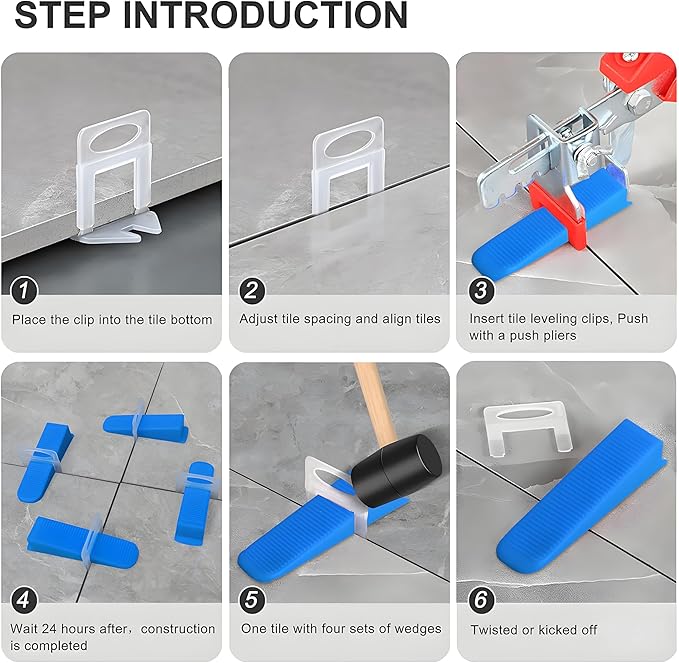 Tile Leveling System Clips 1/32" 2000pcs Tile Spacers Clips DIY Tools Set for Professional Ceramic and Stone Installation