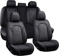Car Seat Covers for Jaguar E-PACE 2018-2024,Breathable Nappa Leather Car Seat Protector,Full Seat Cover Automotive Seat Cushion with Airbag Compatible(5 Seats,Black)