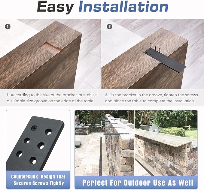 Countertop Support Brackets Heavy Duty 4 Pack 1/4" Thick 16 Inch Flat Hidden Knee Wall Countertop Bracket for Granite Quartz Wood Concret Countertops Screws Included