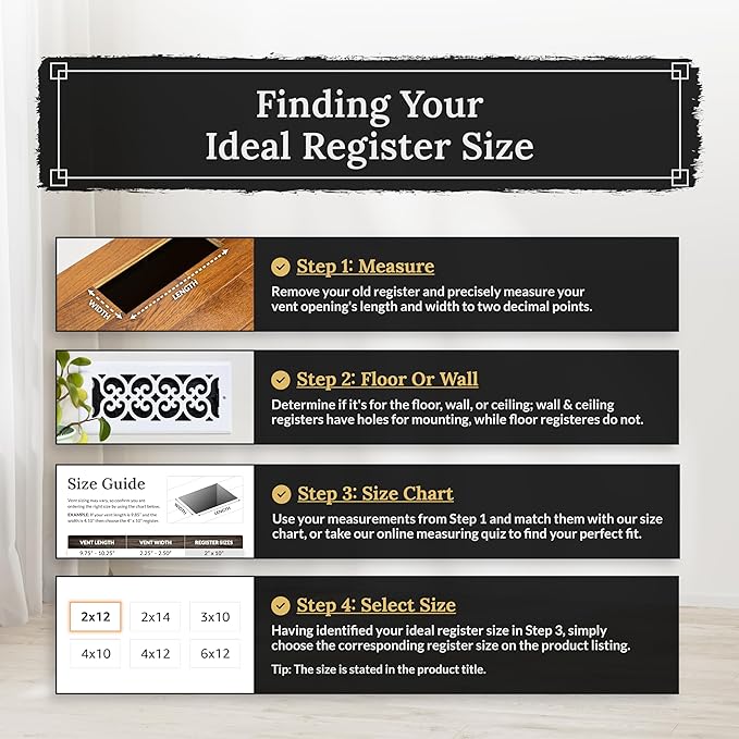Decor Grates LTH212-BLK Lattice Floor Register, 2x12 Inches, Black