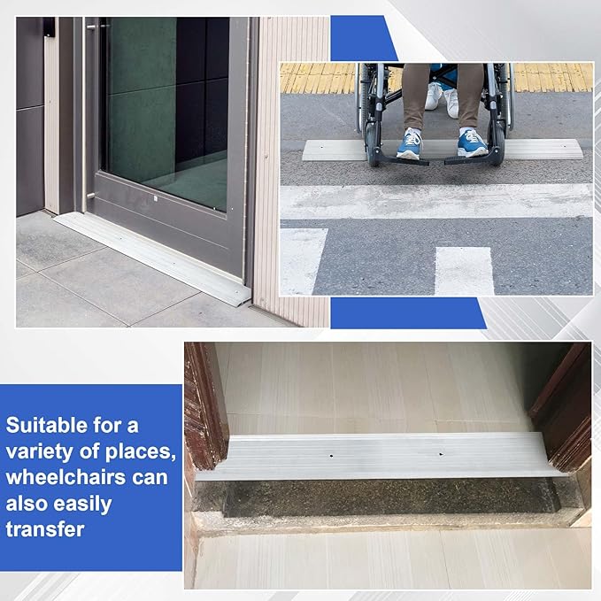 Tandefio 2 Pcs Door Saddle Threshold for Doorway Interior Sturdy Aluminum Commercial Fluted Saddle Door Threshold Durable and Sleek Doorway Entryway Access Draft Protection (5" X 1/2" X 36",Silver)