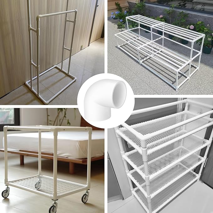 ZhiYo 1 inch PVC Fitting 90 Degree, 6-Pack Tee Elbow Connectors, Furniture-Grade SCH40 PVC Pipe Fittings for Greenhouse, Frames, Sheds, Pet Beds, Pet Enclosures, Hydroponic and Tent Structures