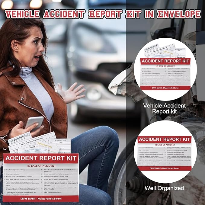 5 Pack Vehicle Accident Report Kit in Envelope 6 * 9.45inch Driver's Vehicle Inspection Report for Helps Drivers Collect Organize Report Vehicle Accident Information
