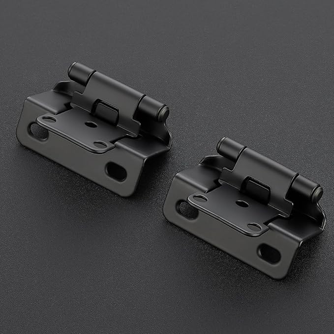 Ravinte 10 Pack 5 Pairs Semi-Overlay 1/2 inch Self-Closing Face Frame Cabinet Hinges Matte Black Half Wrap-Around Kitchen Door Hinges Face Mount Cabinet Hardware