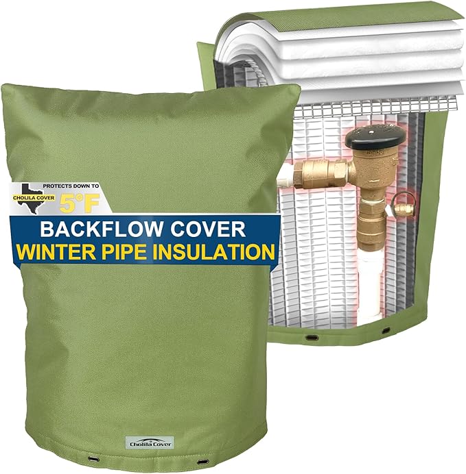 Backflow Preventer Cover Insulated (5˚F) - 18" W x 34" H Backflow Cover for Winter Pipe Freeze Protection - Sprinkler Covers for Outside - Double Wall Insulation Cover Green