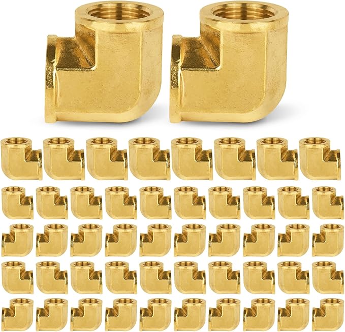 50-PCs HeSun Brass Pipe Fitting, 3/4" x 3/4" NPT Female 90-Degree Barstock Street Elbow