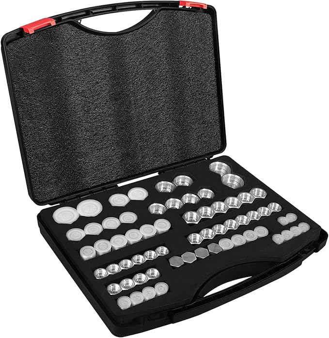 64pcs ORFS Cap and Plug Kit O Ring Face Cap and Plug Kit,Hydraulic Plugs and Caps Kit with Precision Threaded in ORFS,Sizes-04 06 08 10 12 16