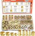 152PCS 4 Sizes Brass Compression Fittings Assortment kit- 1/2", 3/8", 5/16", 1/4" Insert, Sleeve Ferrule, Nut for Connecting air, Fuel, Water, Oil and inert Gases Lines