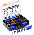 TAILONZ PNEUMATIC 1/4"3/8"1/2"1/8" Blue Push to Connect Fittings Air Hose Fittings,Threaded Connection Kits, Suitable for Nylon Tube PU Tube Air Tube and Other Connection Kits（Pack of 58）