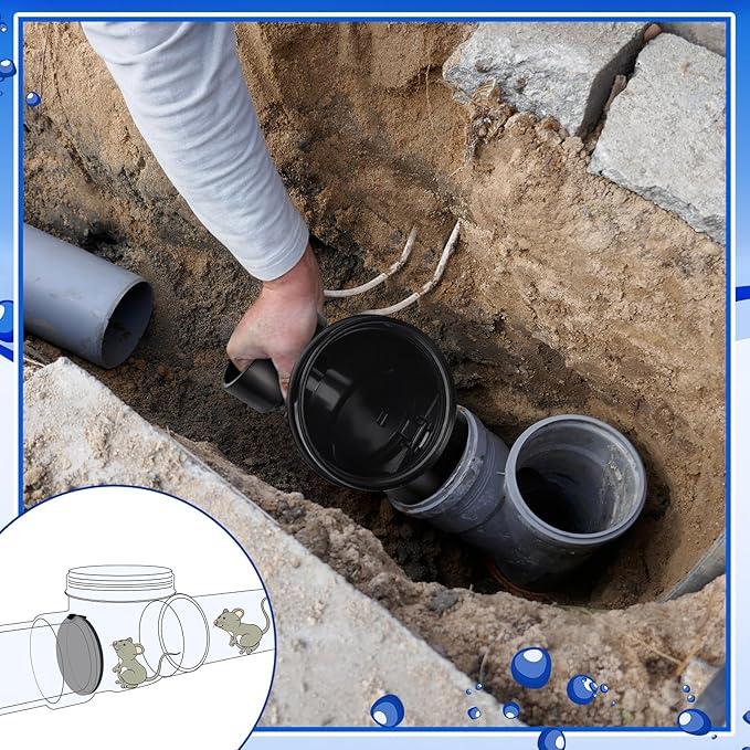 Tondiamo 4 Inch Backwater Valve Drain Backflow Preventer Valve Prevent Sewage and Rainwater from Flowing Back(Black ABS)