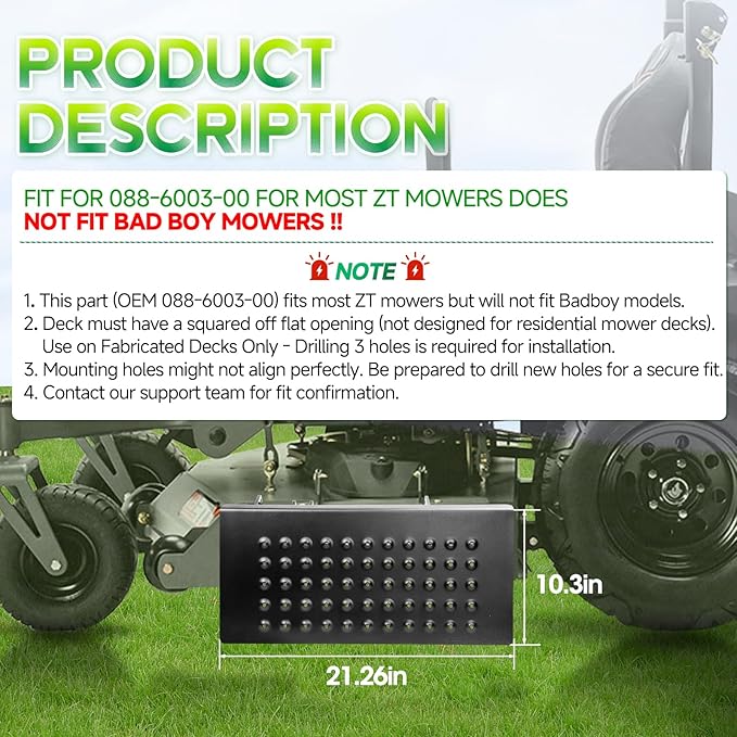 ACS6000ULS Mower Chute Blocker, Advanced Chute System Fit for Ferris, Exmark, Gravely, Hustler, Kubota, Great Dane, Zero Turn Mowers, OE 088-6003-00