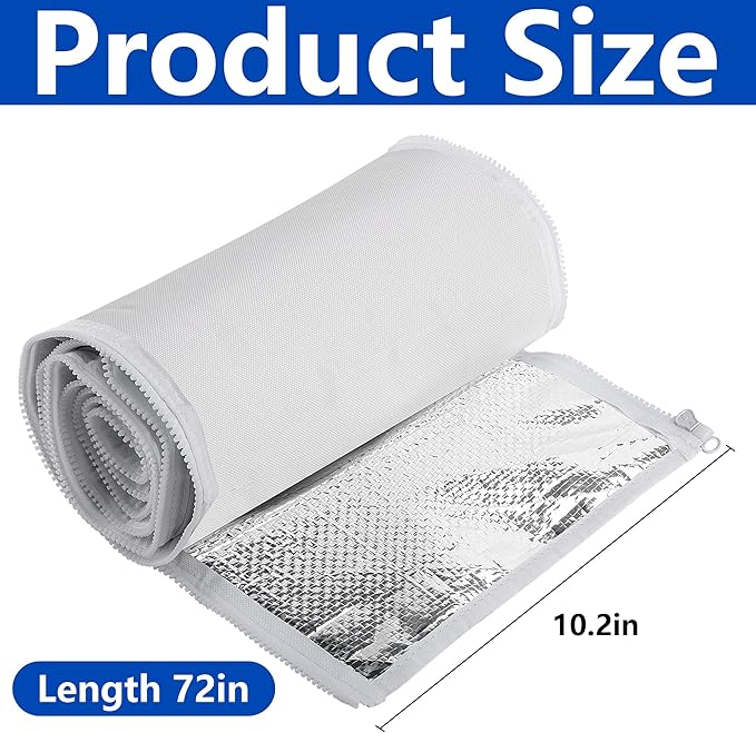 3-Layer Zipper HVAC Copper Pipe Insulation Cover,72x10.2 in 600D AC Pipe Insulation Covers for Outside,White Gray Copper Line Insulation Sleeve for Central Air Conditioning Mini Splits
