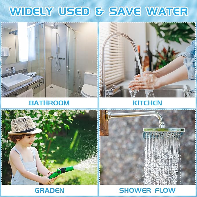 Honoson 4 Set Shower Flow Reducer Limiter Set 1/2 Inch Flow Restrictor Control Valve for Fixed Handheld and Shower Head 1.2/1.5/1.8/2/ 2.2/2.5 Gpm