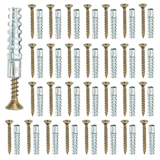 PATIKIL 30 Pcs Drywall Hollow Wall Anchors with Screws 0.16 x 1.38, Steel Dry Wall Anchors Kit for Wooden Concrete Plaster Hinge Hole Repair, Silver (5 x 30mm)