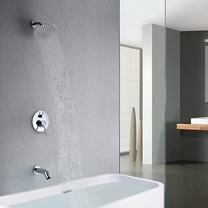 sumerain Tub and Shower Faucet Set with Valve Included, Shower System with Tub Spout Chrome
