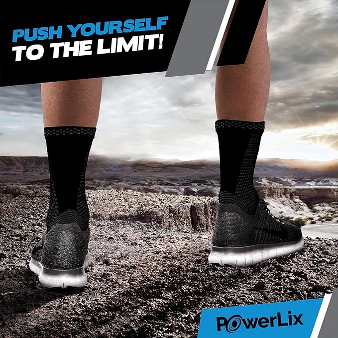POWERLIX Legs Orthopedic Brace Compression Support Sleeve (Pair) for Swelling, Sprain, Plantar Fasciitis, Arthritis, Tendinitis