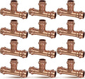 Copper Press Fittings 1/2 inch Copper Tee Fittings,Zero Lead Tee Coppers Coupling with 1/2” PxPxP,12PK Press Fit Tees for Coppers Tube Connection,OD 5/8”,Use with Hydraulic Press Fitting Tool