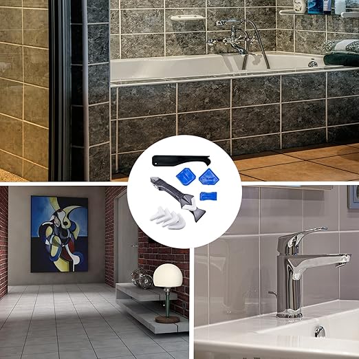 3 in 1 Silicone Caulking Tools（Stainless Steelhead）, Sealant Finishing Tool Grout Scraper, Reuse and Replace 5 Silicone Pads, Great Tools for Kitchen Bathroom Window, Sink Joint