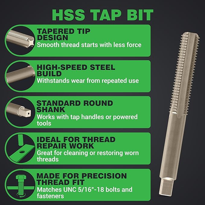 Hovr Solutions Aluminum Floating Shelf Installation Bit Pack with 1x17/64 Steel Drill Bit and 1x5/16 Tap Bit for Hovr Bracket System