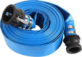 2" x 100FT Blue Discharge Hose with Camlock C and E Fittings, Reinforced PVC Lay Flat Backwash Hose Assembly, Weather and Burst Resistant, Ideal for Sump Pump Hose Pool Drain or Backwash