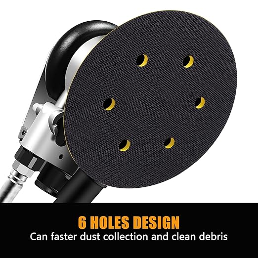 VIBRATITE 6 Inch 6 Hole Sander Backing Plate Pad, 5/16 Inch-24 Thread Dustless Random Orbital Sanding Pads, Dual-Action Orbital Sander/Polisher Backing Pad for Sanding Finishing Polishing, 6 Nails