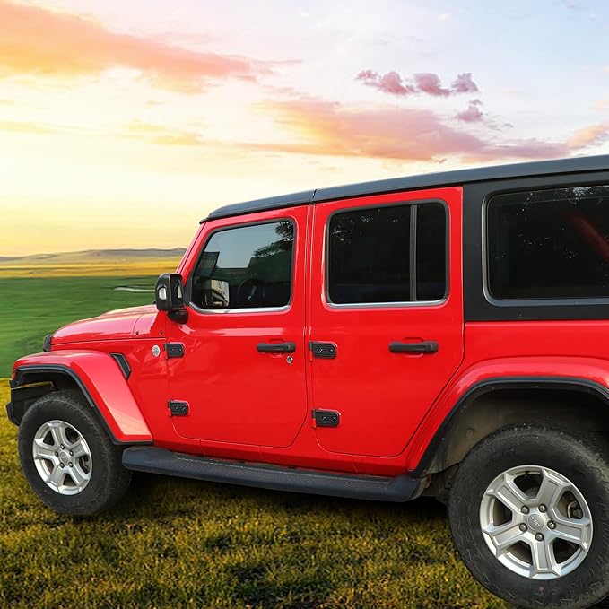 JL Door Hinges for Jeep, Replacement Original Factory Door Hinge Sleeve for 2018-2023 Jeep Wrangler JL JLU Sports Sahara Rubicon Gladiator JT Accessories 4 Door, Aluminum,8 Pcs, Black