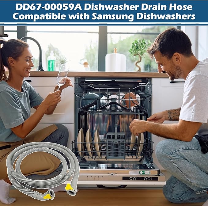 BigHead DD67-00059A DD81-02331A Dishwasher Drain Hose with 2 Hose Clamp (9.3FT) Compatible with Samsung Dishwashers Replaces DD81-02636A AP4981889 PS4222564