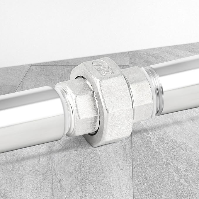 TAISHER 2PCS 304 Stainless Steel Union，1-1/4" NPT Male x 1-1/4" NPT Female Cast Pipe Fitting