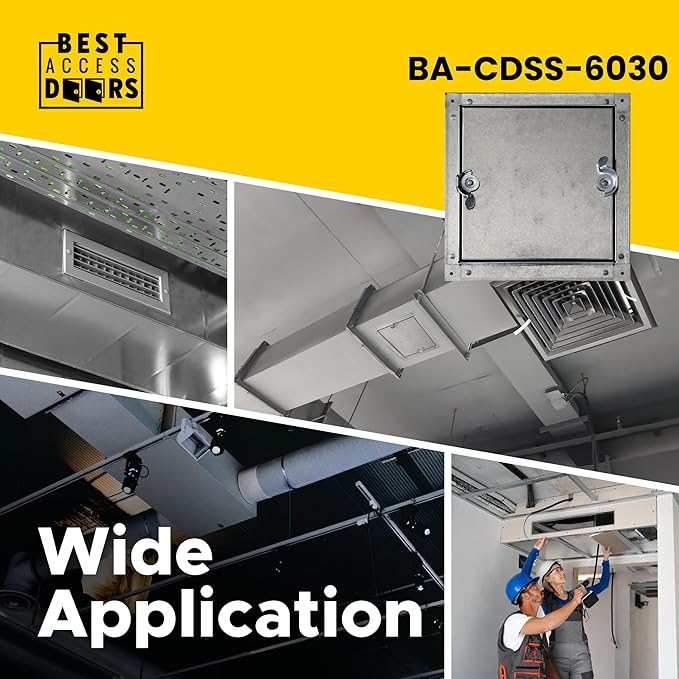 8" x 8" Self Stick Duct Access Door, 1" Fiberglass Insulated, Steel, No Hinge, BA-CDSS-6031