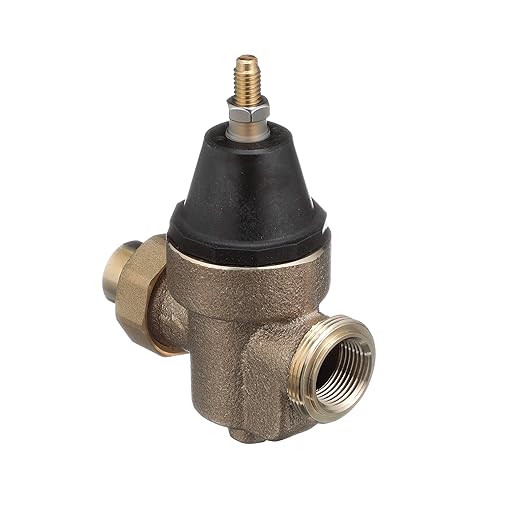 Watts LFN45B Series 1" Lead-Free Cast Copper Silicon Alloy Water Pressure Reducing Valve, NPT Thread Union Inlet x NPT Female Outlet, Elastomer Disc, Adjustable Pressure 25 to 75 psi, Maximum 400 psi