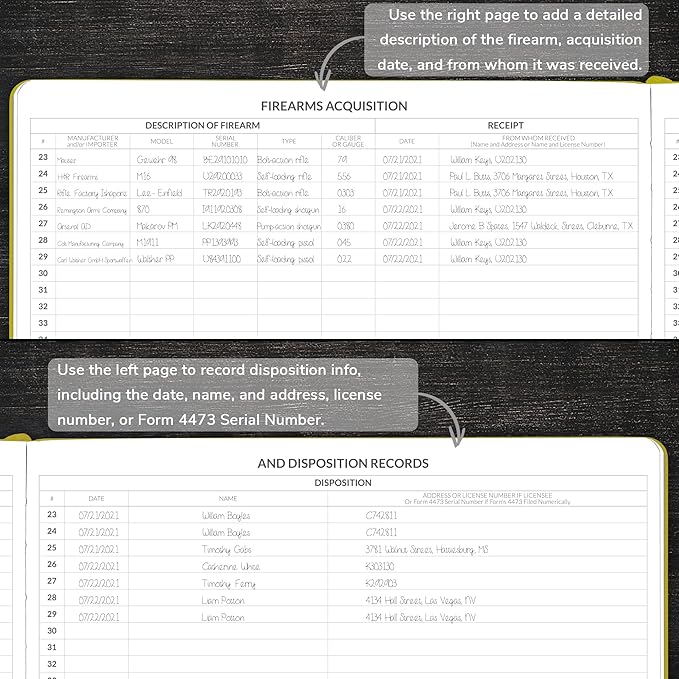 Skyline Firearms Acquisition & Disposition Record Book – Hardcover Gun Log Book for Firearm Dealers & Personal Use – Log Book for Receipt & Disposition Records, 10x7″(Olive Green)