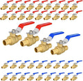 40-Pack Foskan 3/4" PEX Crimp Ball Valve, Brass Quarter Turn Full Port Shut-off Valve for PEX Tubing(Blue and Red)