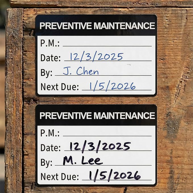 204Pcs Maintenance Stickers,Self Adhesive Preventative Maintenance Stickers Vinyl Information Decal Service Sticker Label for Equipment,2x3inch