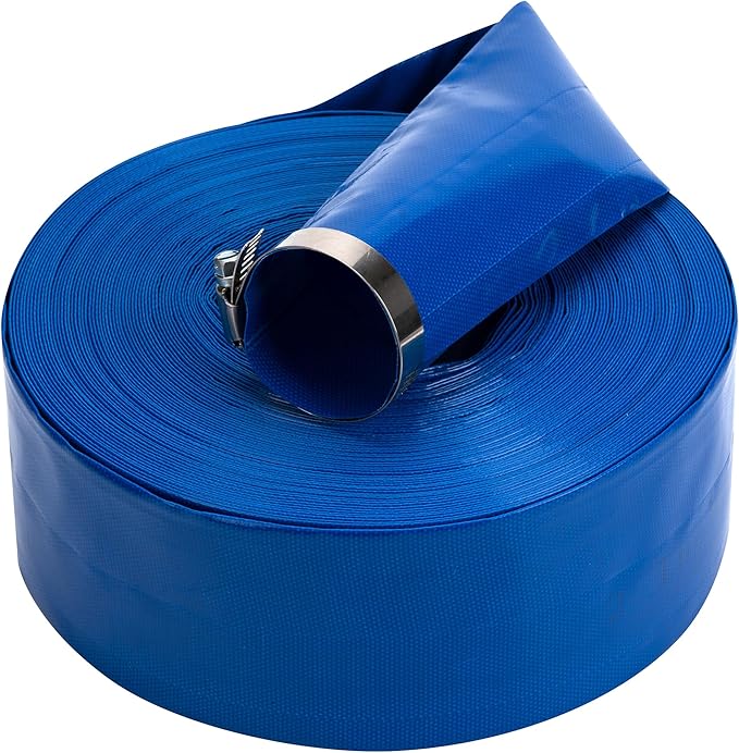 3 in x 25 ft Pool Backwash Hose Heavy Duty Drain Discharge Double PVC Lay flat General Purpose Vinyl Hose, Burst Resistant for Water Transfer Sump Pump Pool Filter (3in 25ft fiber reinforced hose)