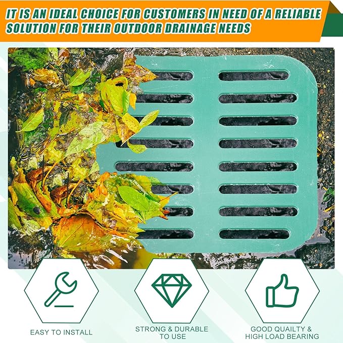 Catch Basin with Grate 15 x 15 x 15 Inch Square Large Catch Basin for Drainage with Debris Basket French Drain Without Reserved Hole for Yard, Downspout, Lawn, Municipal Pipeline