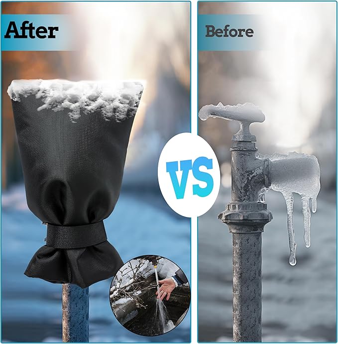 Outdoor Faucet Covers for Winter 6 Pack Freeze Protection Insulated Anti-Freeze Waterproof Material,Reusable Faucet Cover Socks for Various Faucet Spigot,Pipe,Garden Hose Bib
