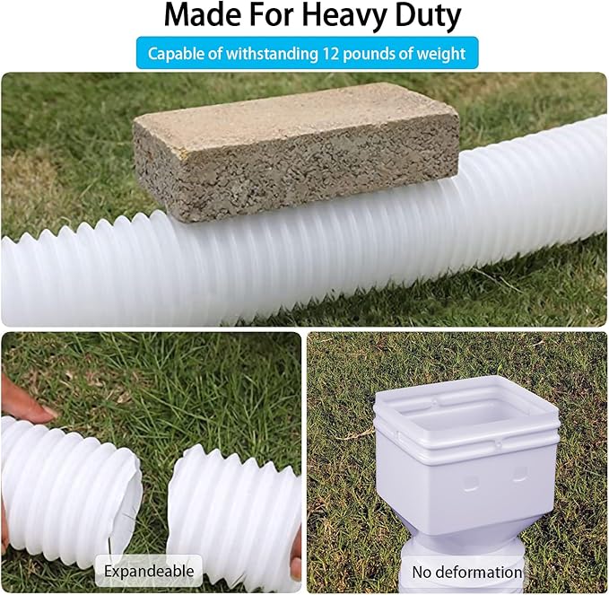 2 Pack Rain Gutter Downspout Extensions,Drain Downspout Extender Diverter, Flexible Downspout Extensions Can Extendable from 21 to 60 Inches (White)