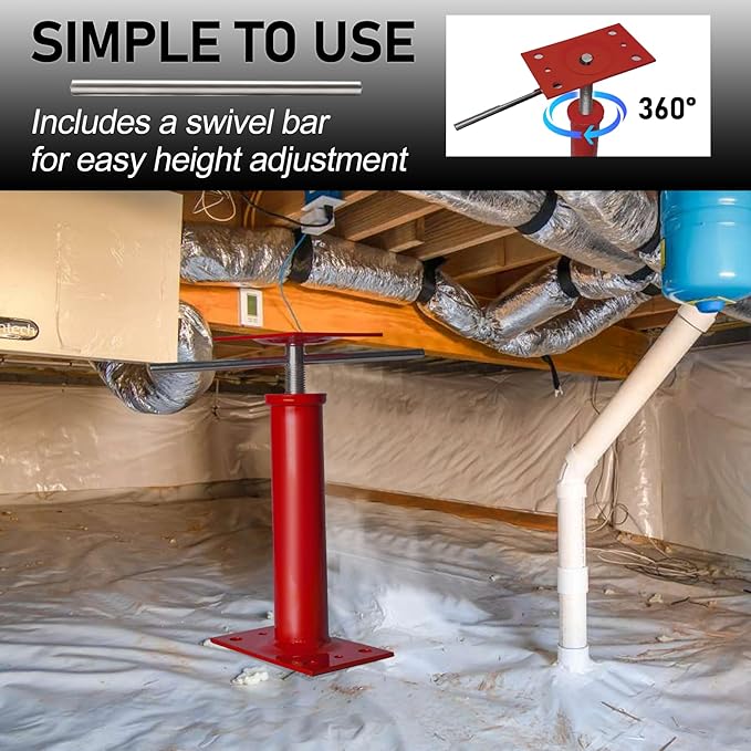 House Jacks for Leveling, 2 PCS Adjustable Jack Post 11"-17" Basement Floor Jack, Screw Floor Jack Post Supports Stabilizer Jacks for House Foundation, Stairs, Porches, Roof Beams