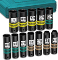 12-Piece 3/8-Inch Drive SAE Impact Deep Socket Set, 5/16 to 1 inch, CR-V, 6 Point, Heavy-Duty Sockets for Impact Wrenches, Automotive and Home