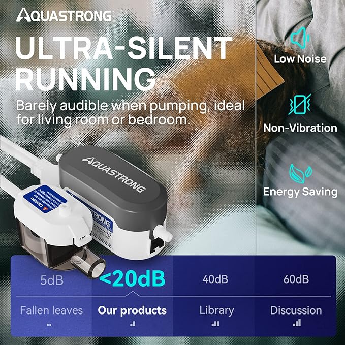 Aquastrong Mini Split HVAC Condensate Pump, 9.6 GPH, 115V/230V, Automatic Safety Switch, AC Condensate Removal for Air Conditioner, Furnace, Dehumidifier, 3.3' Power Cord