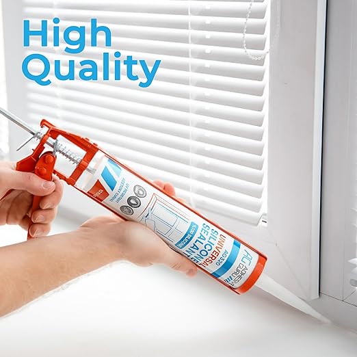 Adhesive Guru All Purpose Clear Silicone Sealant Waterproof (12 x 10.15 fl.oz.), 100% Silicone Caulk, Weatherproof & Flexible Adhesive Sealant for Indoor and Outdoor Use, Transparent -12 Pack