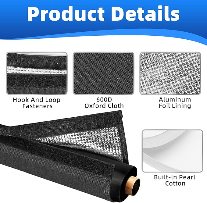 Pipe Insulation Foam Tube AC Line Insulation Warp 72 x 10.2 Inch 3-Layer 600D Oxford HVAC Line Set Cover Outdoor