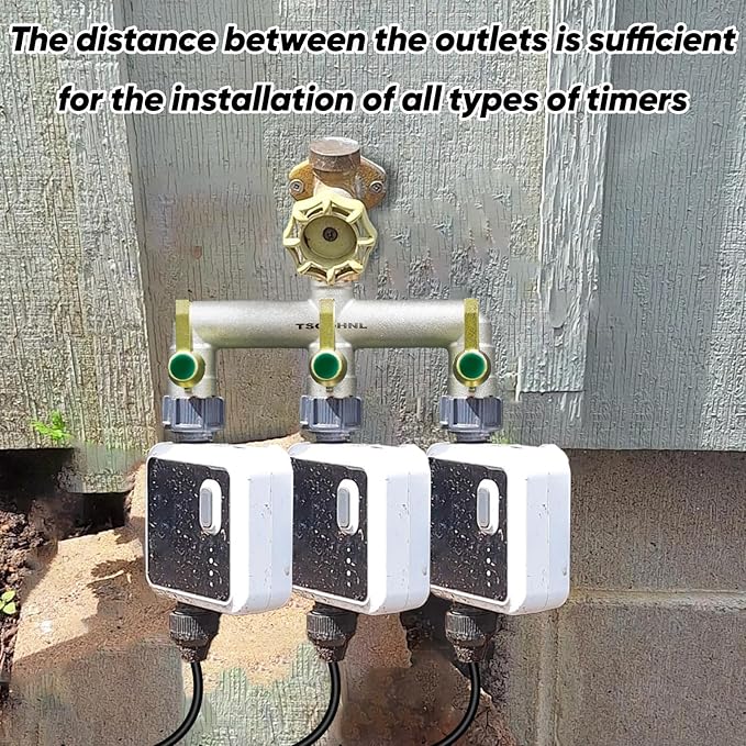 3/4 Inch Garden Hose splitter,Designed for installing multiple irrigation system timers,Suitable for high water pressure faucet manifolds - Freeze and rust resistant Full Flow 3 way valves