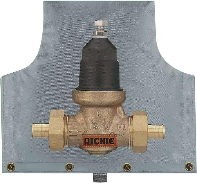 Backflow Preventer Insulated Cover (5°F) for Winter Freeze Protection, 14" W x 13" H Thickened Pressure Reducing Value & Well Pump Cover, Outdoor Waterproof Insulation Pouch for Sprinkler Valve, Grey