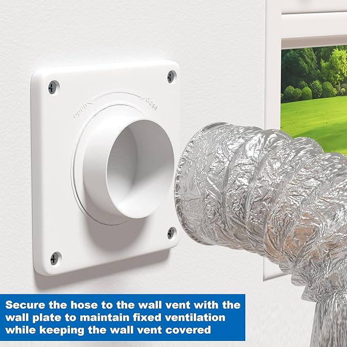 Dryer Vent Connector Kit, 90 Degree Dryer Vent Elbow 4" Dryer Vent Hose with Wall Plate Screws Clamp Sealing Tape Set Indoor Vents Duct Pipe Tube Connection Connection Adapter for Tight Space