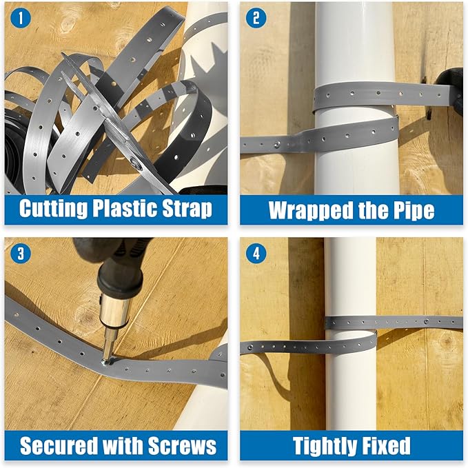 Plastic Hanger Strap 3/4 Inch x 52Feet Reinforced Flexible Hanger Strap for Pipe & Ducts Securing in Plumbing & HVAC, Gray