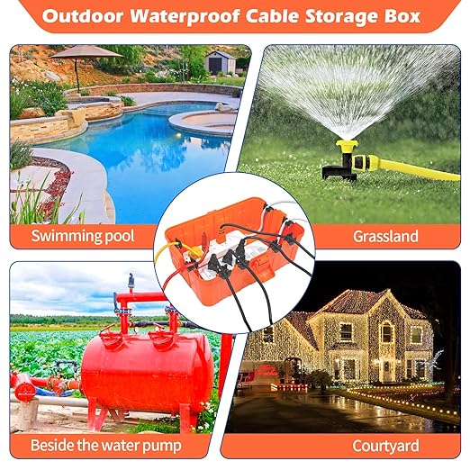 Hrensaw Large Outdoor Electrical Box(12.5x8.5x5inch),IP54 Waterproof Outdoor Outlet Covers,Weatherproof Extension Cord Covers Protect Outlet,Plug,Timer,Power Strip,Holiday Light,Orange